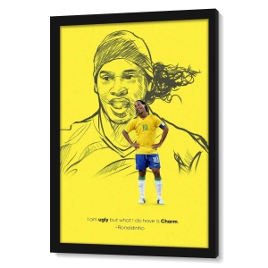 Ronaldinho, The Legend of 80s-Basic (9.5 X 13.5 Inches) / Frame With Glossy Film / Black Frame
