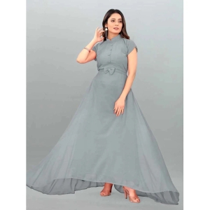 JASH CREATION - Grey Georgette Womens Gown ( Pack of 1 ) - None