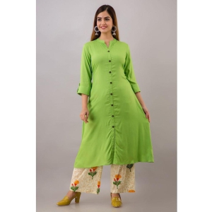 MAUKA - Green Front Slit Rayon Women''s Stitched Salwar Suit ( Pack of 1 ) - None