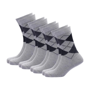 WILDSTUFF - Cotton Mens Argyle Light Grey Mid Length Socks ( Pack of 4 ) - Light Grey