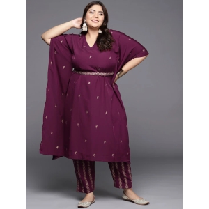 Plus Size Floral Printed Kaftan Kurta with Trousers