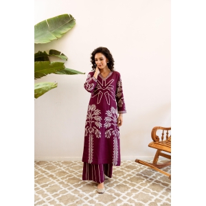 Women's Maroon Rayon Kurta Palazzo Set-XXL / Maroon