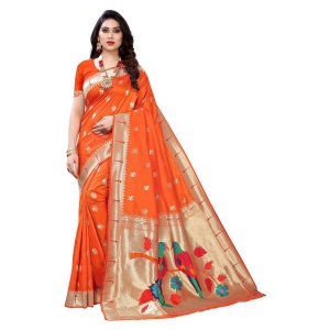 pandadi saree Orange Banarasi Silk Saree