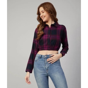 Viscose Checkered Crop Shirt for Womens-M