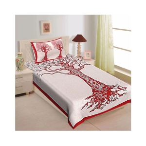 Uniqchoice Cotton Single Bedsheet with 1 Pillow Cover ( 225 cm x 153 cm ) - Red