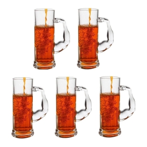 Somil Beer Mug Glasses Set,  600 ML - (Pack Of 5)