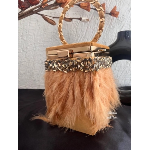 Feather Box Clutch Gold