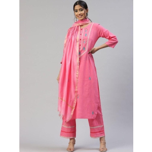 SVARCHI - Pink Straight Cotton Women's Stitched Salwar Suit ( Pack of 1 ) - None