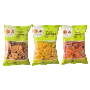 BGR Foods Banana Chips - Pepper, Salted, And Chilli (450g Pack Of 3)