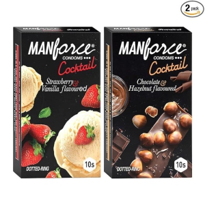 MANFORCE Cocktail Combo Pack (Hazelnut & Chocolate and Strawberry & Vanilla) Condom (Set of 2 20 Sheets)
