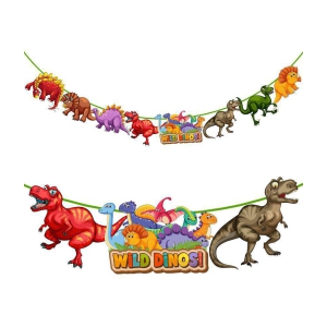 Zyozi  Dinosaur Birthday Banner, Dinosaur Party Supplies Decorations, Dinosaur Bunting Flag Garland for Kids Birthday Favors Supplies - Multi-Color