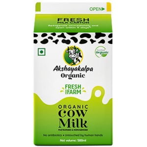 Organic Cow Milk Pasteurized and Homogenized 500 Ml