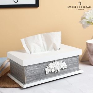 FLORAL CREATIVE TISSUE BOX-Grey Tissue Box