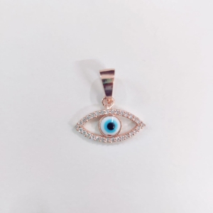 Rose Gold Evil Eye Pendant wiith Link Chain