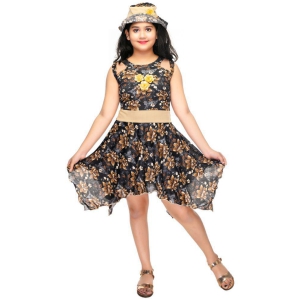 SFC - Chocolate Brown Cotton Blend Girl's Asymmetric Dress ( Pack of 1 ) - None