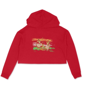 Indian Dance Crop Hoodie-Red / L