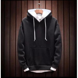 Black Tom Scott Cotton Fleece Solid Full Sleeves Hoodies-XL-42