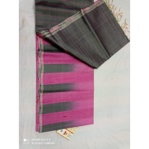 Self Design Berhampuri Pure Silk Saree  (Maroon, Grey)