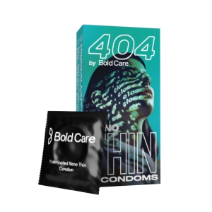 404 by Bold Care Super Nano Thin Condoms For Men, 50 Microns, For a deep connection and real intense contact - Pack of 10 Condoms