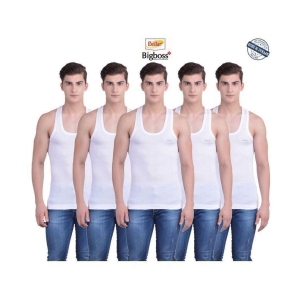 Dollar Bigboss - White Cotton Mens Vest  ( Pack of 5 ) - 85