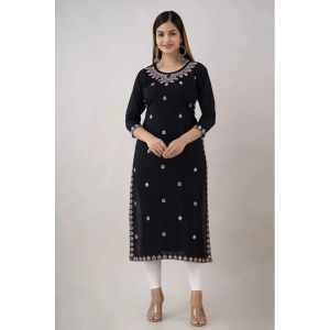 Kapadia - Black Rayon Womens Straight Kurti ( Pack of 1 ) - None