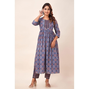 SVARCHI Cotton Printed Anarkali Women's Kurti - Blue ( Pack of 1 ) - None