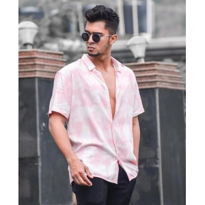 Light Pink Printed Casual Shirt For Men-XL-42