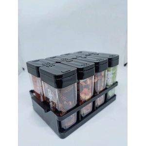 NURAT KITCHENWARE Plastic Revolving Kitchen Style Spice Color Salt Herb Masala Box Rack Stand, ( set of 8 )