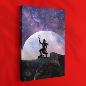 Shiva in Full Moon-Basic (9.5 X 13.5 Inches) / Canvas / Gallery Wrap