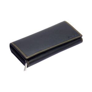 Tough Leather Black Womens Bi Fold Wallet ( Pack of 1 ) - Black