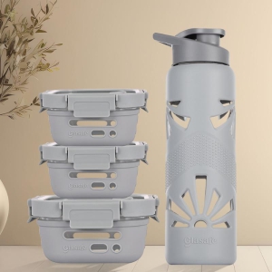 Trio Grip Combo (Clear Grip Bottle, 320ml Tiffin, 520ml Tiffin)-Soothing Slate