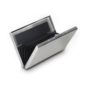 AmtiQ High Quality Stainless Steel 6 Slots RFID Blocking ATM Credit Debit Business ID memory Card Holder Wallet