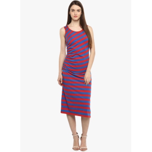 PORSORTE Women's Red and Blue Striped Dress-XL / RED/BLUE