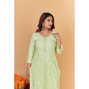 Soft Cotton Chikankari Kurti-Pista Green-Pista Green / XXXL