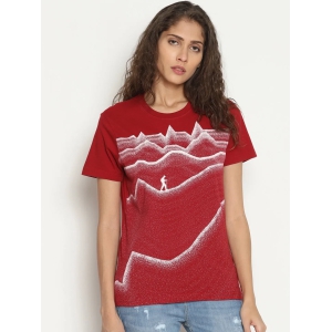 Wolfpack Women Red Printed T-Shirt-S