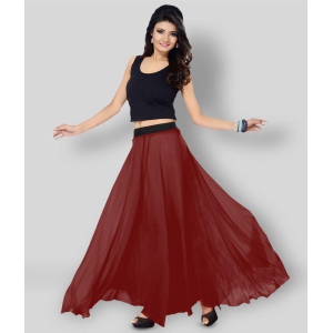 Sttoffa - Maroon Georgette Women's A-Line Skirt ( Pack of 1 ) - 40