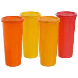 Tupperware Plastic Jumbo Tumblers Set (470ml, 212, Assorted) - Set of 4