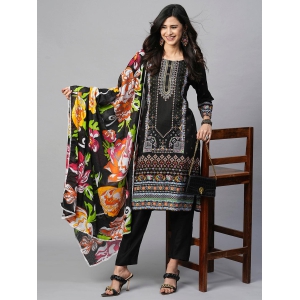 Nocturnal Symphony: Black Colored Printed Kurta Pant Set-XXL