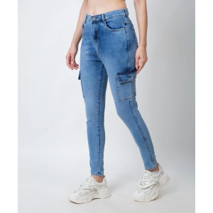 Women Six Pocket Trendy Skinny Light Blue Jeans-34