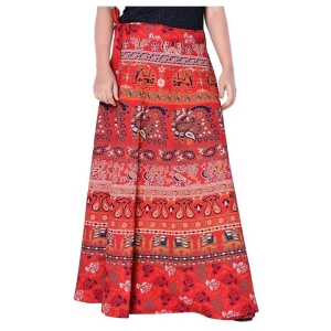 Rangun Cotton A-Line Skirt - Red - 37-41