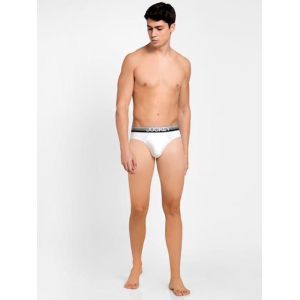 Men's Super Combed Cotton Elastane Stretch Solid Brief with Ultrasoft Waistband - White