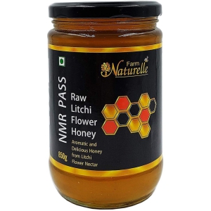 Farm Naturelle - Raw, 100% Natural NMR Tested, Pass, Certified Litchi (Forest) Flower Honey (850Gram) Big Glass Bottle.
