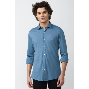 Men Blue Athletic Fit Formal Full Sleeves Formal Shirt