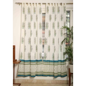 Bluebell HandBlock Print Cotton Curtain-9 ft