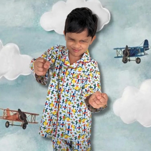 Cotton Pajama Set for Kids | Planes-7-8Y