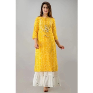 SVARCHI Rayon Printed Straight Womens Kurti - Yellow ( Pack of 1 ) - None