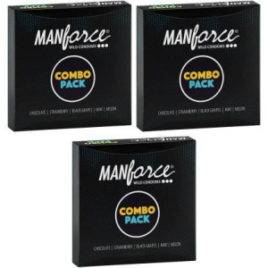 MANFORCE Combo Pack Chocolate Strawberry Coffee Black Grapes Melon Condom  20 Pcs x Pack of 3