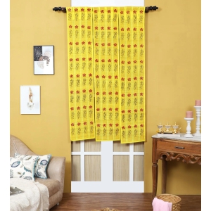 Three Panel Bamboo Curtain - Yellow-9 ft length