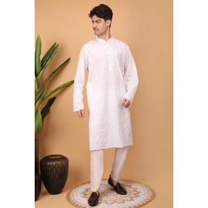 Shwet Men Cotton White Chikankari Men Kurta - 295-S