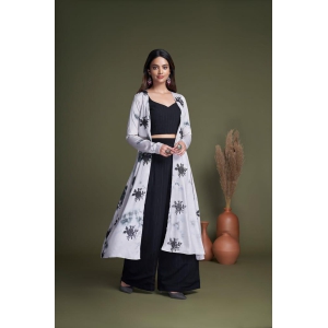 Black and White Embroidered Silk Party Wear Palazzo